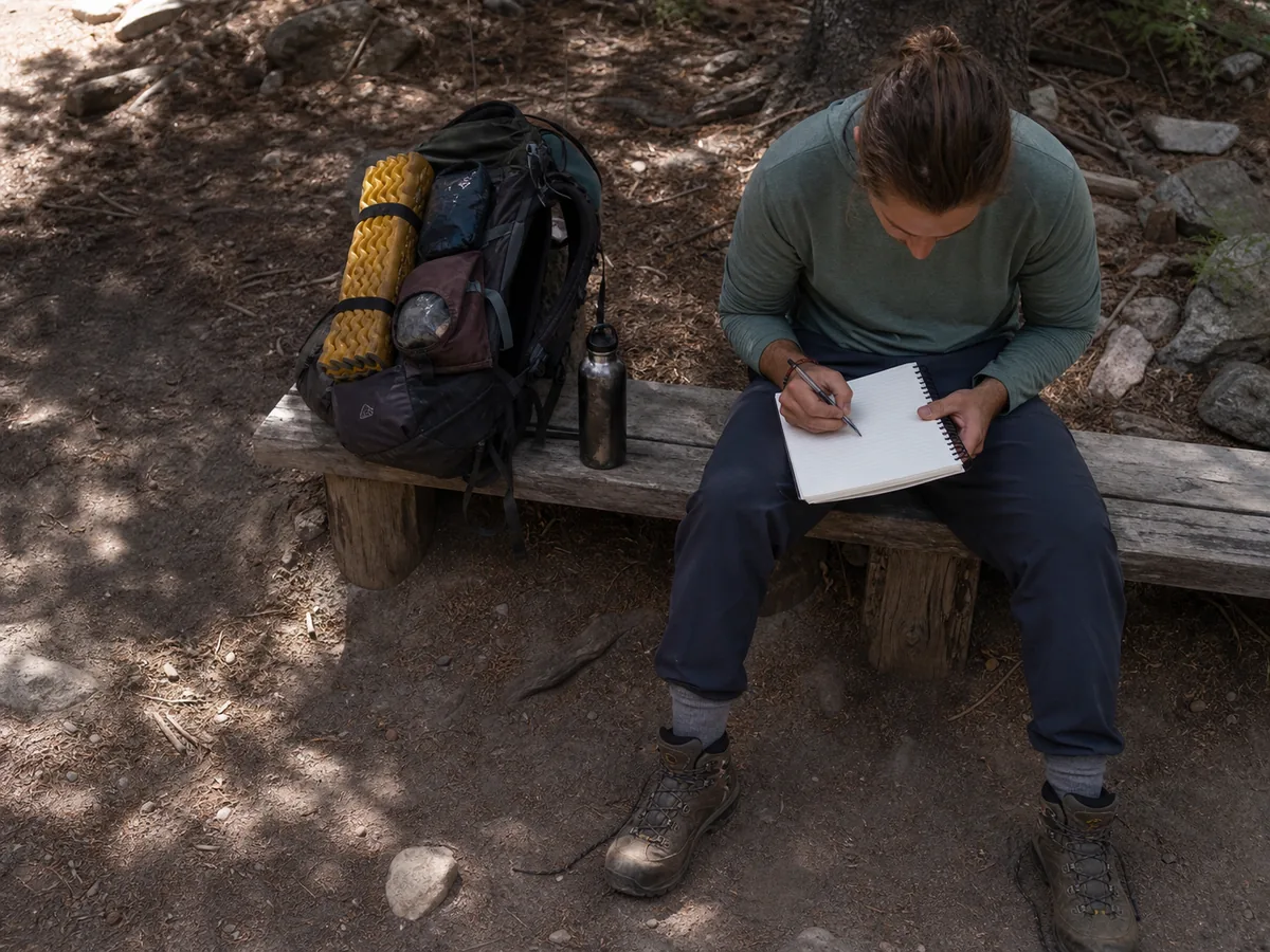 Backpacker recording pack weight breathing foot comfort and recovery after a loaded practice walk - backpacking training progression | KnowOutdoor