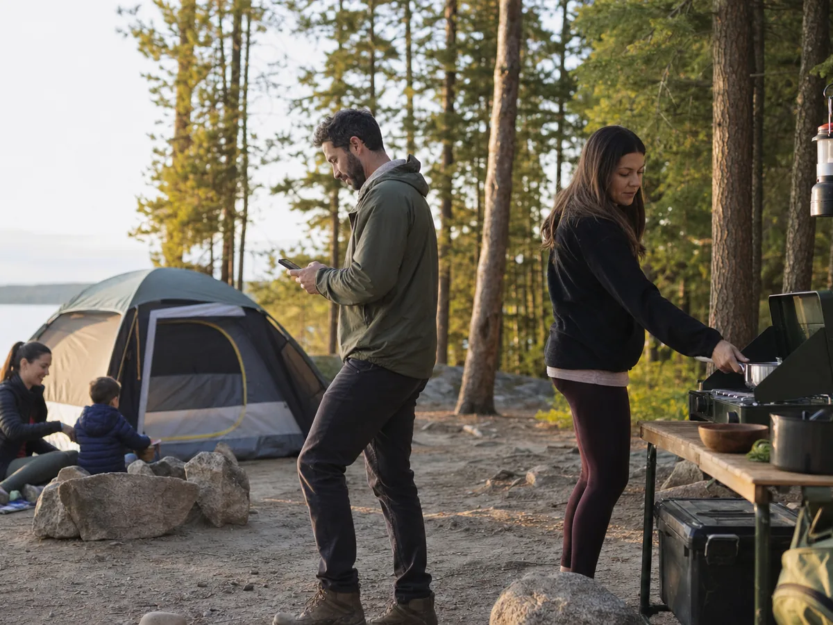 Campers using named supervision cooking and weather roles at a developed campsite - campsite group roles | KnowOutdoor