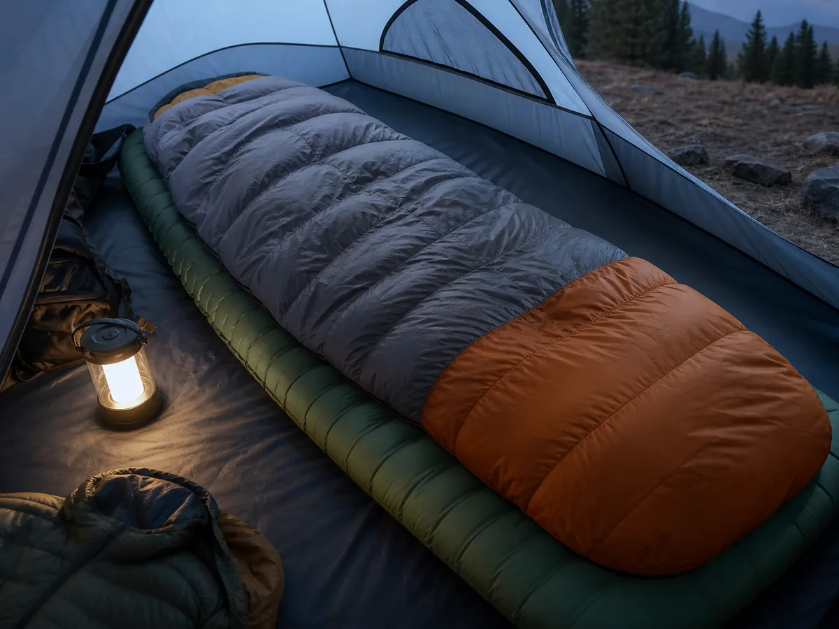 Lofted sleeping bag fully supported by an insulated pad inside a cool-weather tent - ground insulation for camping | KnowOutdoor