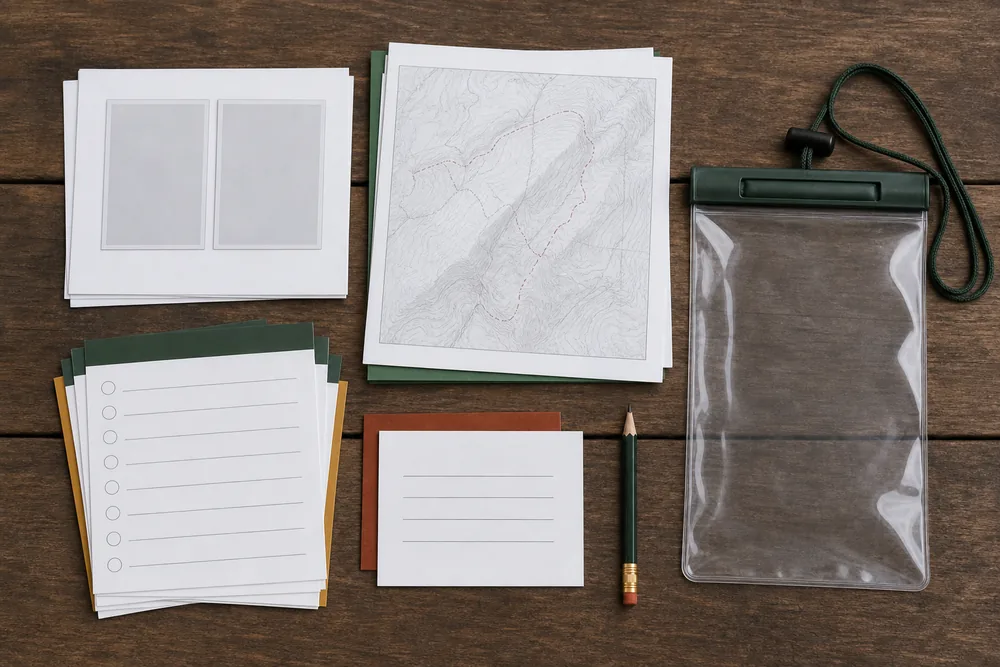 Passport copies, permit checklist, agency contact, and an unlabeled Nepal trekking route arranged for offline storage - Nepal trek permit check | KnowOutdoor